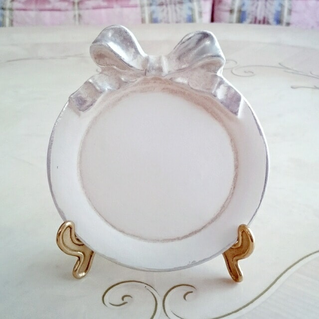 コースター　シルバーリボン　【薔薇雑貨　ローズ雑貨　シャビーシック　トレー　小物入れ　フレンチ　ロココ　アクセサリー】