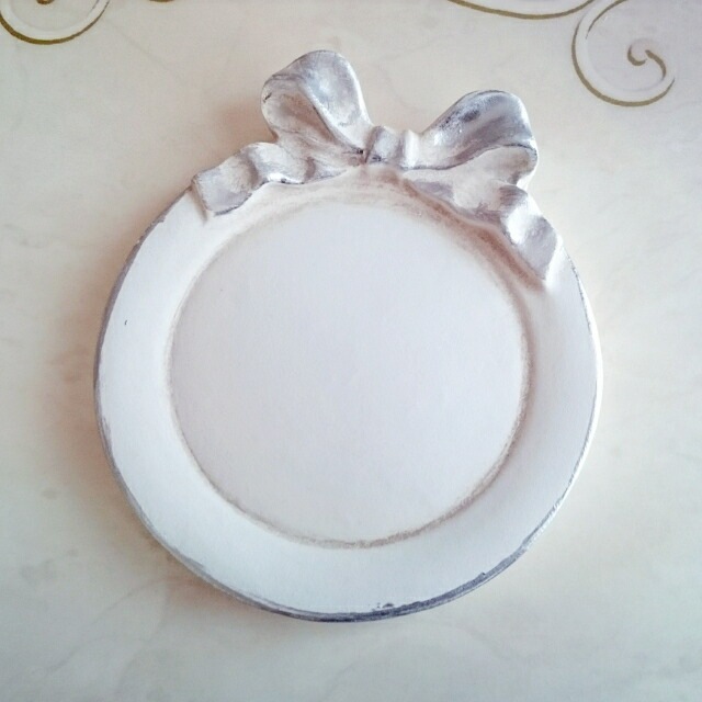 コースター　シルバーリボン　【薔薇雑貨　ローズ雑貨　シャビーシック　トレー　小物入れ　フレンチ　ロココ　アクセサリー】