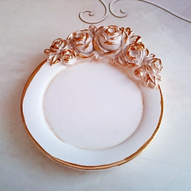 コースター　ゴールドローズ　【薔薇雑貨　ローズ雑貨　シャビーシック　トレー　小物入れ　フレンチ　ロココ　アクセサリー】