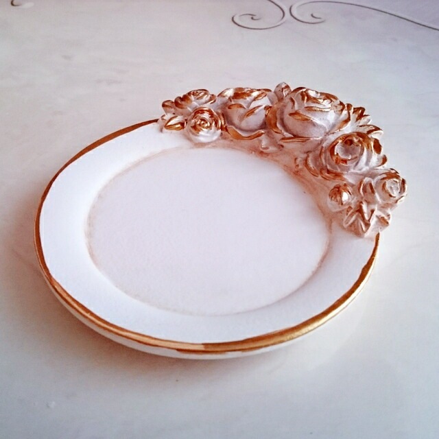 コースター　ゴールドローズ　【薔薇雑貨　ローズ雑貨　シャビーシック　トレー　小物入れ　フレンチ　ロココ　アクセサリー】