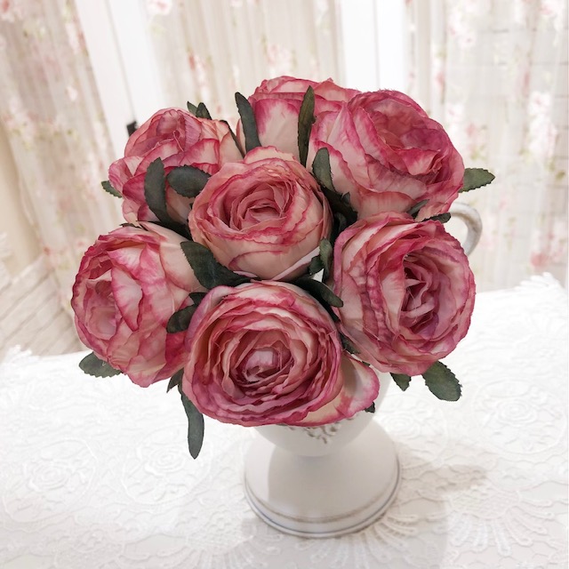 アーティフィシャルフラワー　ローズブーケ（７束）　【薔薇雑貨　ローズ雑貨　造花　オブジェ　花　バラ】