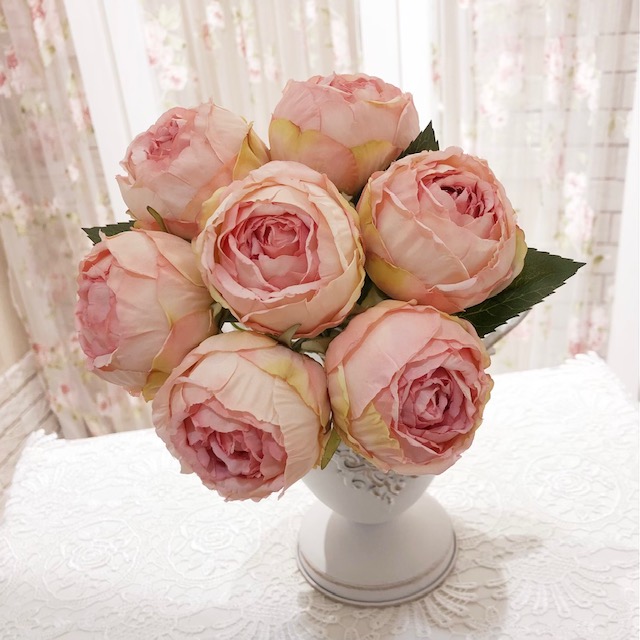 アーティフィシャルフラワー　ローズブーケ（７束）　【薔薇雑貨　ローズ雑貨　造花　オブジェ　花　バラ】