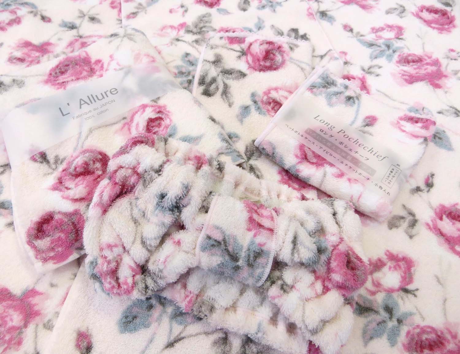 【メール便可】ヘアーバンド　テイラー　日本製　【薔薇雑貨　ローズ雑貨　カチューシャ　洗面　サニタリー　花柄　タオル　パイル素材】