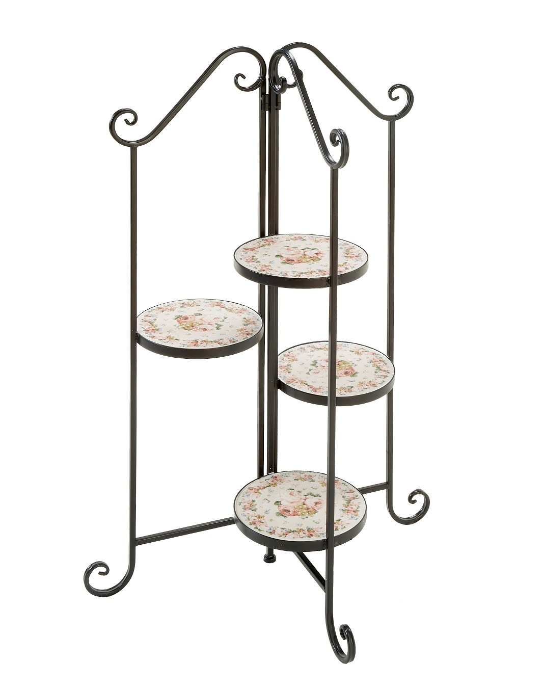 ガーデンラック　ピンクローズ　【薔薇雑貨　ガーデン用品　プランター台　ガーデニング　花台】