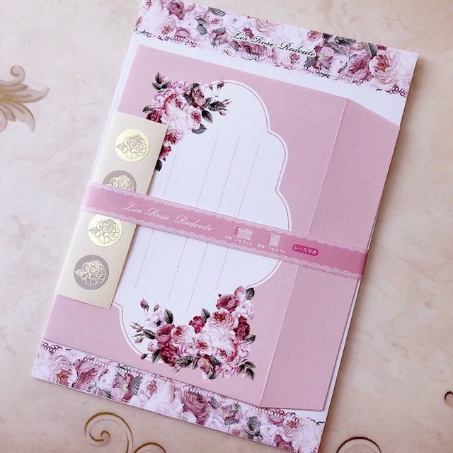 【メール便可】 日本製 ルドゥーテブロッサム レターセット 【薔薇雑貨 ローズ雑貨 文房具 ステーショナリー レターセット お手紙】