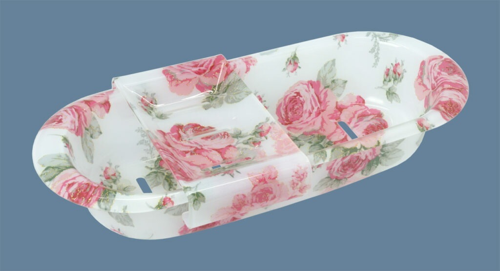 アクリルディスペンサースタンド　ルーシー　【薔薇雑貨　ローズ雑貨　バスグッズ　サニタリーグッズ　花柄　ソープトレイ　石鹸皿】