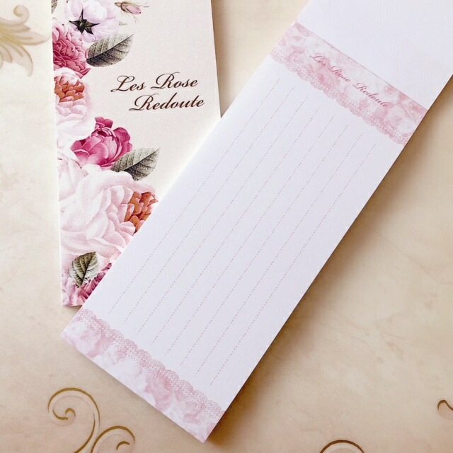 【メール便可】　日本製　ルドゥーテブロッサム　一筆箋　【薔薇雑貨　ローズ雑貨　文房具　ステーショナリー　レターセット　お手紙】