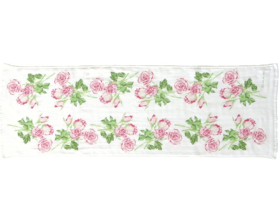 【メール便可】　四枚あわせガーゼフェイスタオル　シャロット　日本製　【薔薇雑貨　ローズ雑貨　キッチン雑貨　タオル　クロス　タオル　花柄　ギフト　プレゼント】