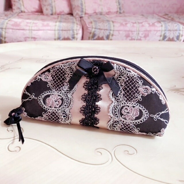 グラスケース　エレガントレース　【薔薇雑貨　ローズ　小物入れ　収納　ポーチ　メガネケース　眼鏡ケース　リボン　プリンセス】