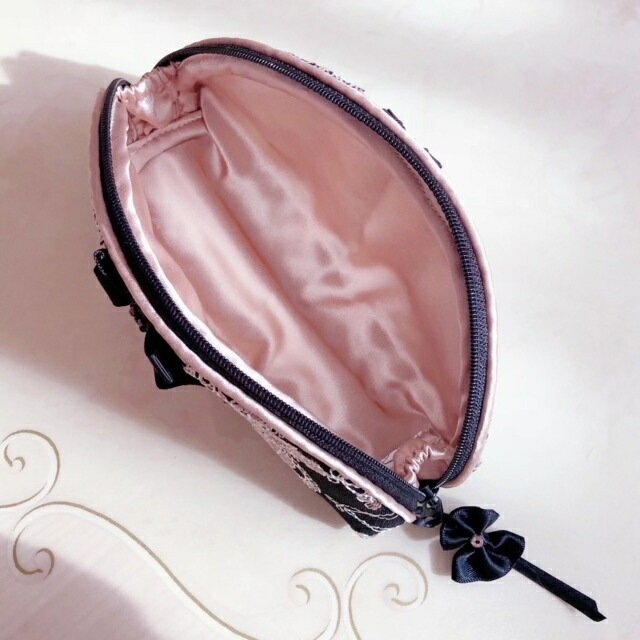 グラスケース　エレガントレース　【薔薇雑貨　ローズ　小物入れ　収納　ポーチ　メガネケース　眼鏡ケース　リボン　プリンセス】