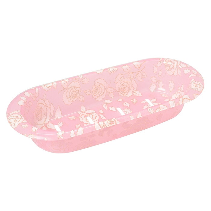 アクリルディスペンサースタンド　スウィートピンクローズ　【薔薇雑貨　ローズ雑貨　バスグッズ　サニタリーグッズ　花柄　ソープトレイ　石鹸皿】