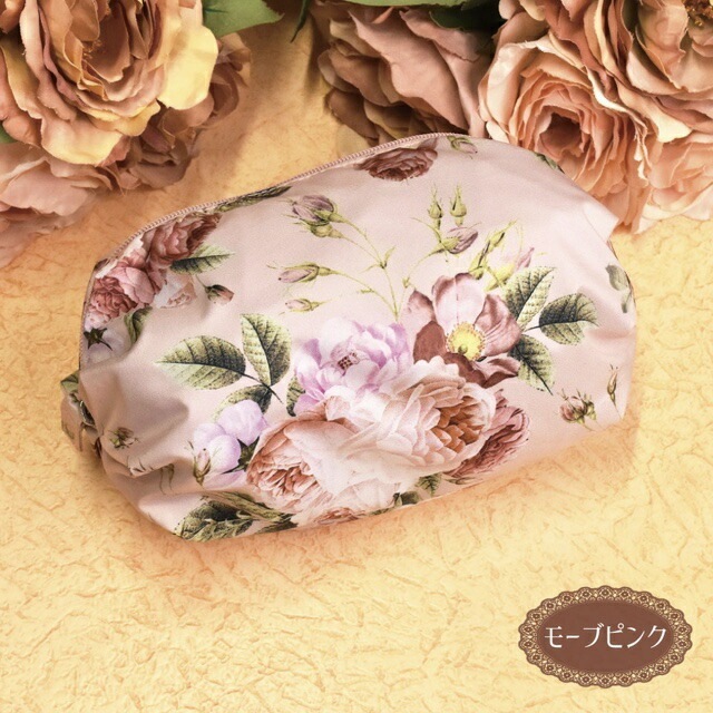 【メール便可】　ルドゥーテブロッサム　風船ポーチ　【薔薇雑貨　ローズ雑貨　薔薇柄　お化粧ポーチ　メイクポーチ】