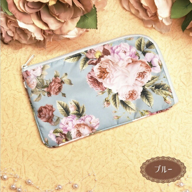 【メール便可】　ルドゥーテブロッサム　マルチポーチ　【薔薇雑貨　ローズ雑貨　薔薇柄　マスクケース　通帳ケース】