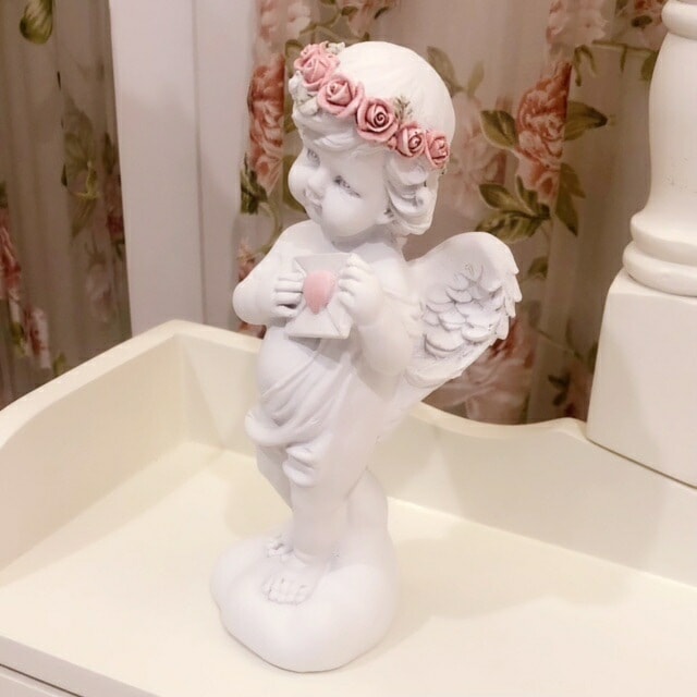レターを手に持つ天使 【薔薇雑貨 ローズ エンゼル 天使 フェアリー インテリア オブジェ 置き物 ギフト プレゼント お祝い】
