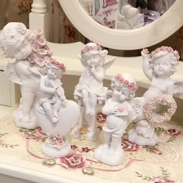 レターを手に持つ天使 【薔薇雑貨 ローズ エンゼル 天使 フェアリー インテリア オブジェ 置き物 ギフト プレゼント お祝い】