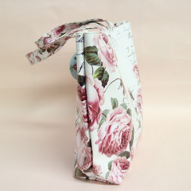 ローズトートバッグ　ミニサイズ　【ショルダーバッグ　サブバッグ　お稽古バッグ　防水　薔薇雑貨　ローズ　バラ　可愛い　プリンセス】