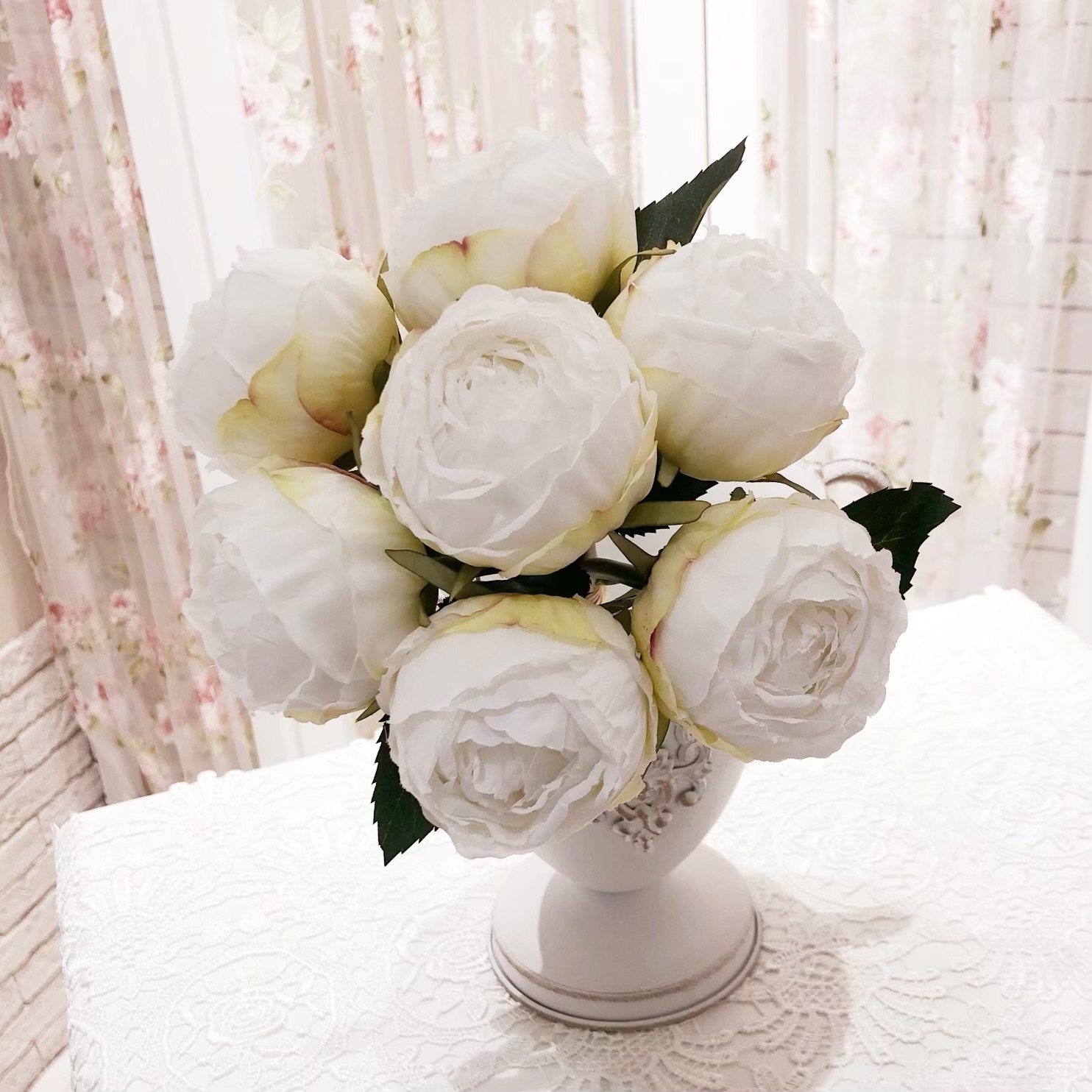 アーティフィシャルフラワー　ローズブーケ（７束）　【薔薇雑貨　ローズ雑貨　造花　オブジェ　花　バラ】