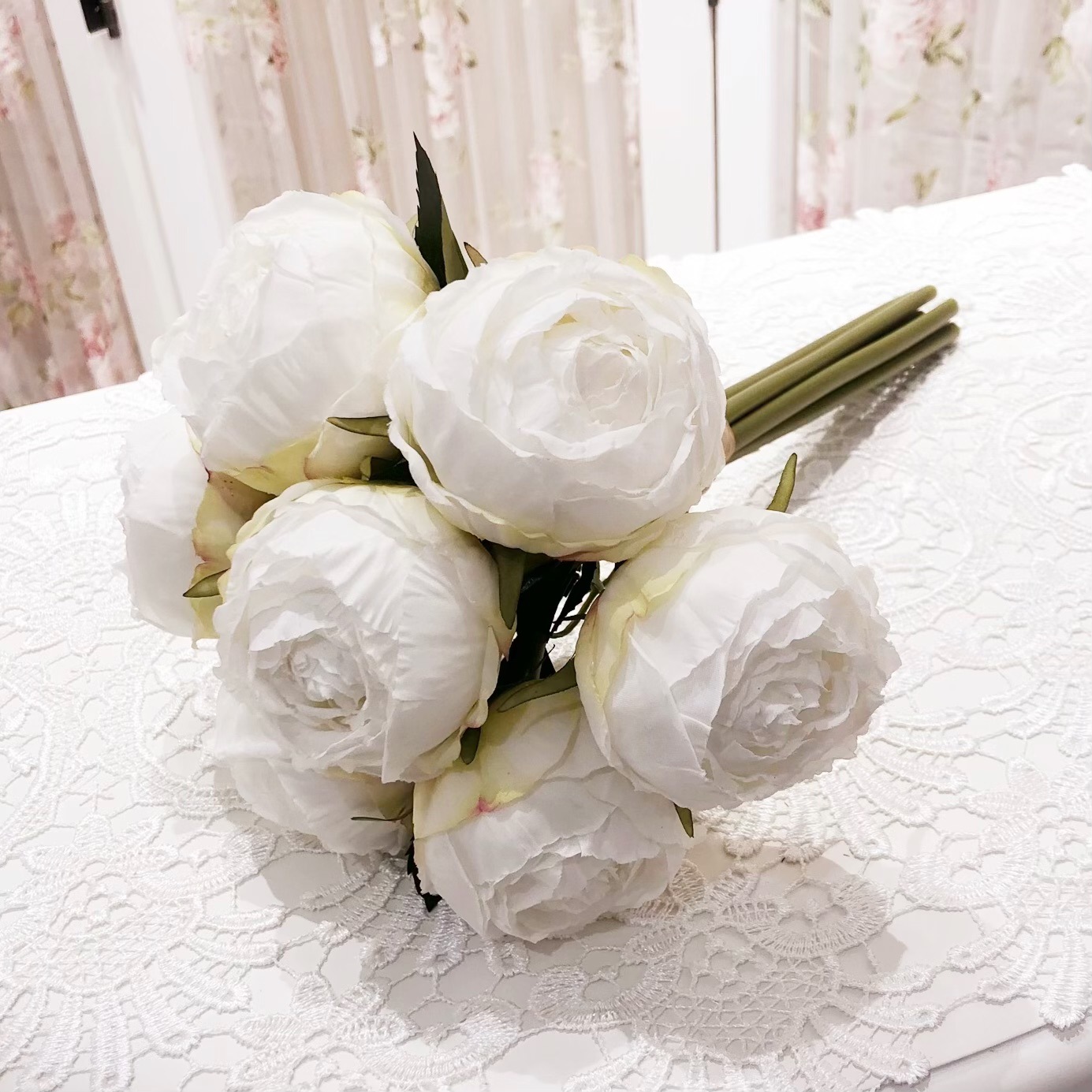 アーティフィシャルフラワー　ローズブーケ（７束）　【薔薇雑貨　ローズ雑貨　造花　オブジェ　花　バラ】