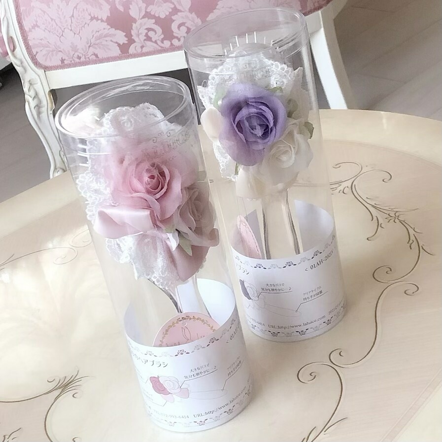 薔薇雑貨 薔薇飾り お花飾りのヘアブラシ 【薔薇雑貨 ローズ雑貨 姫系雑貨