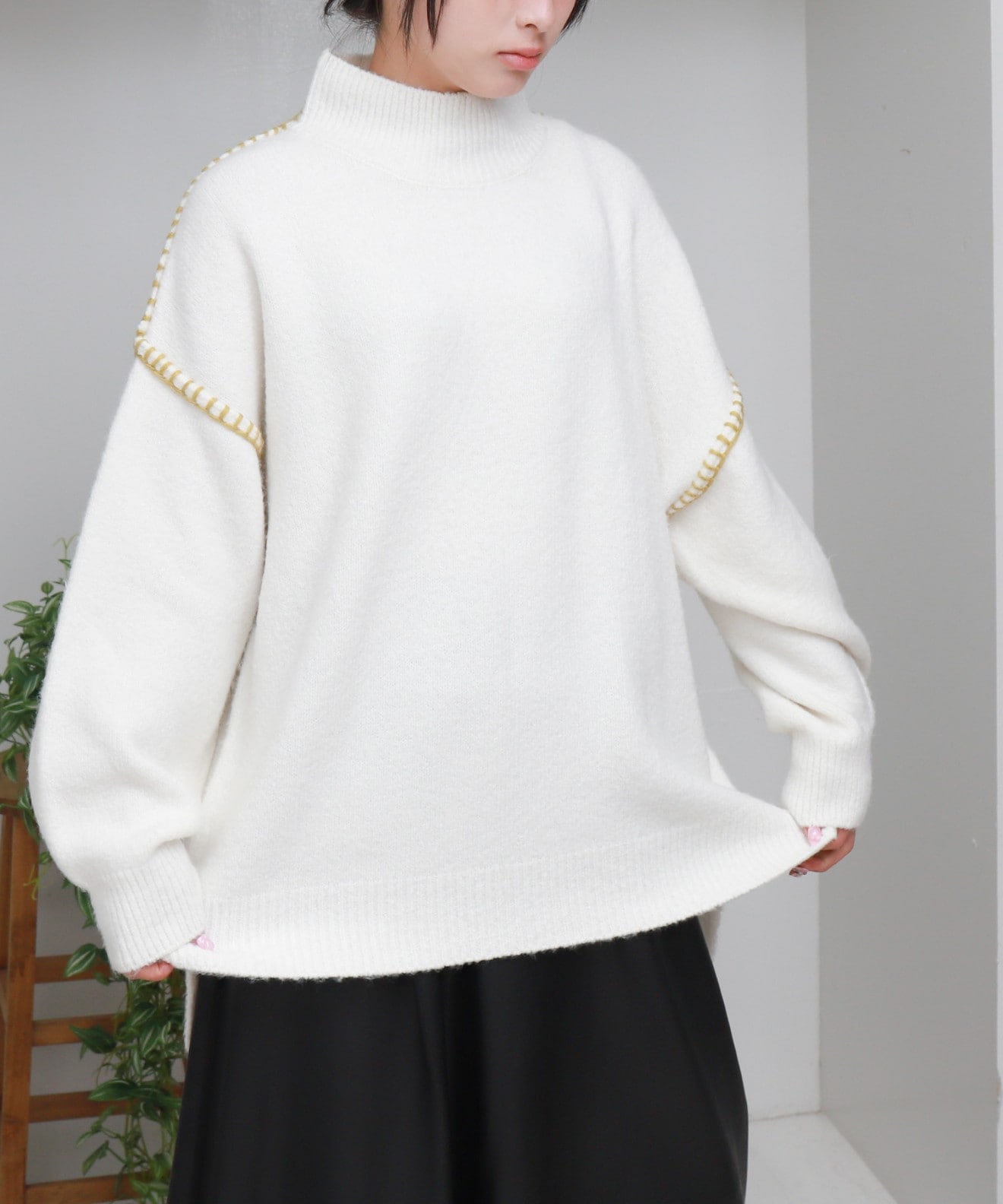 リベルモア|配色ハンドステッチニットプルオーバー|libelle more