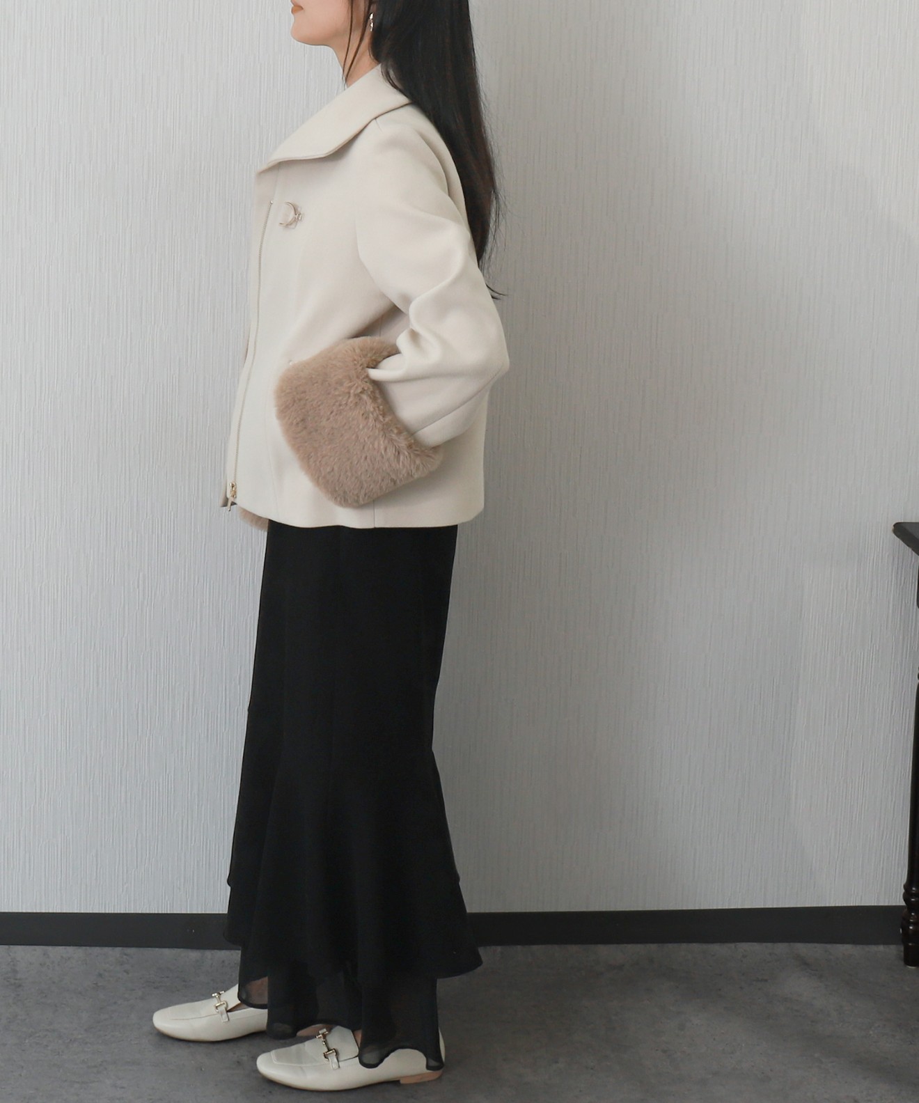 リベルモア|ビット付きファーショートコート|libelle more