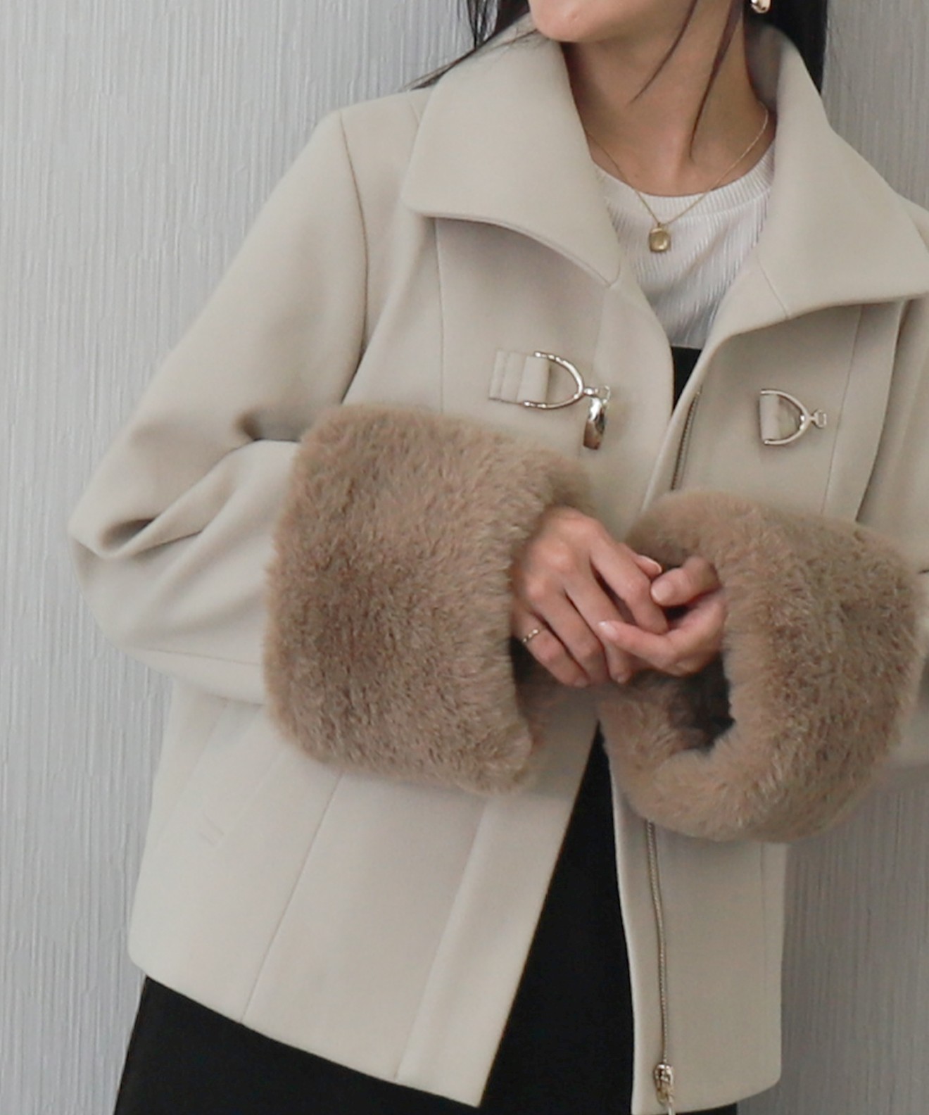 リベルモア|ビット付きファーショートコート|libelle more