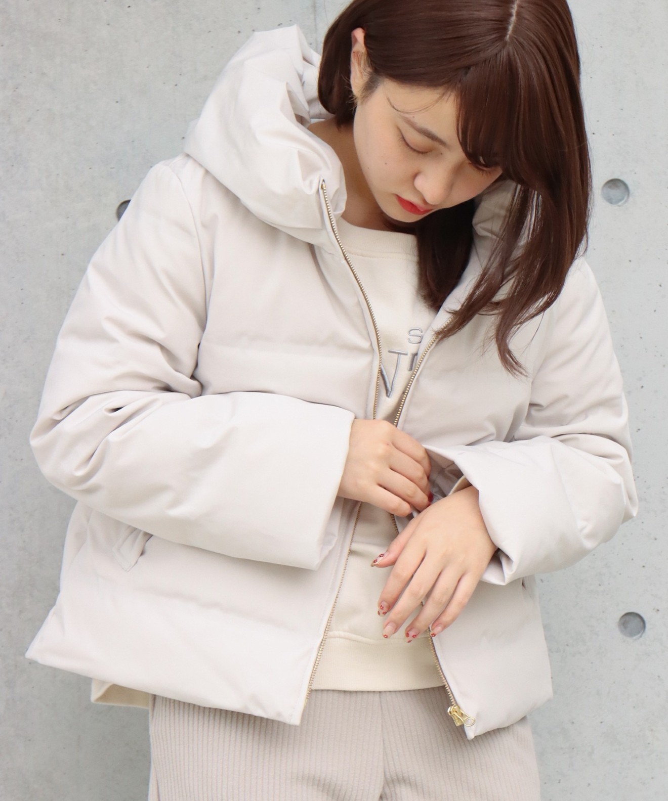 リベルモア|衿付きAラインシームレスダウン|libelle more