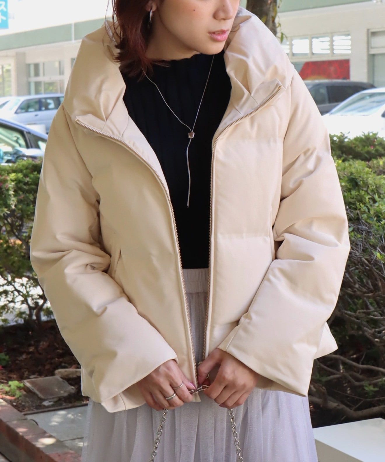 リベルモア|衿付きAラインシームレスダウン|libelle more