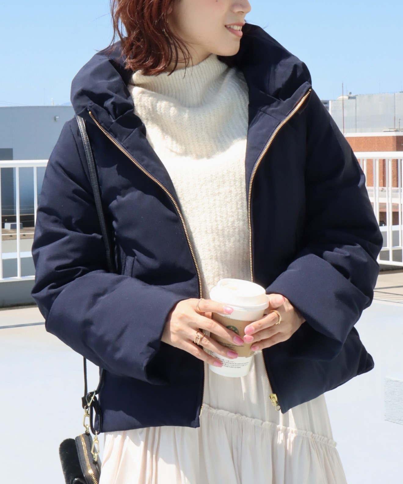 リベルモア|衿付きAラインシームレスダウン|libelle more