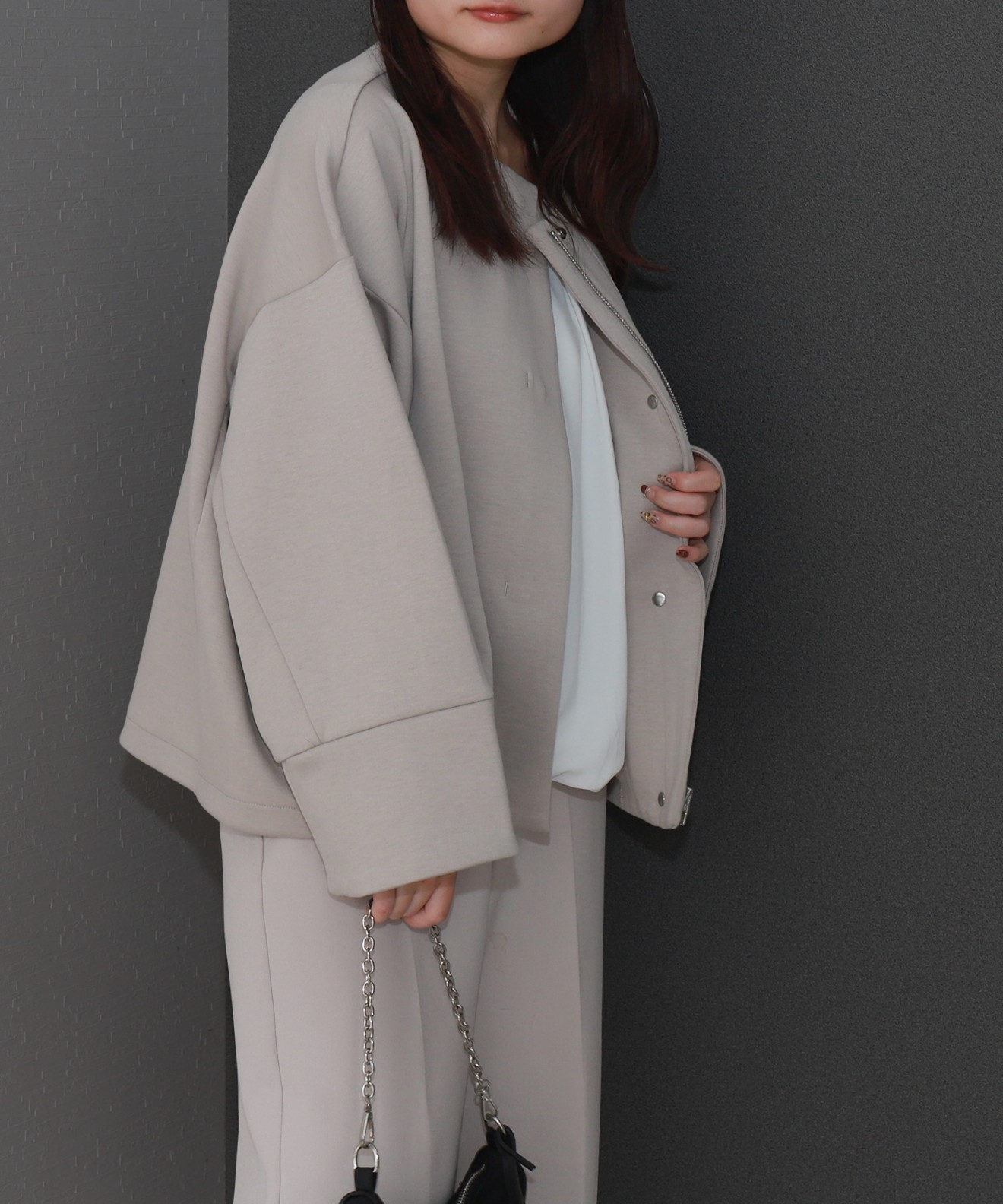 リベルモア|ダンボールポンチコクーンノーカラージャケット|libelle more