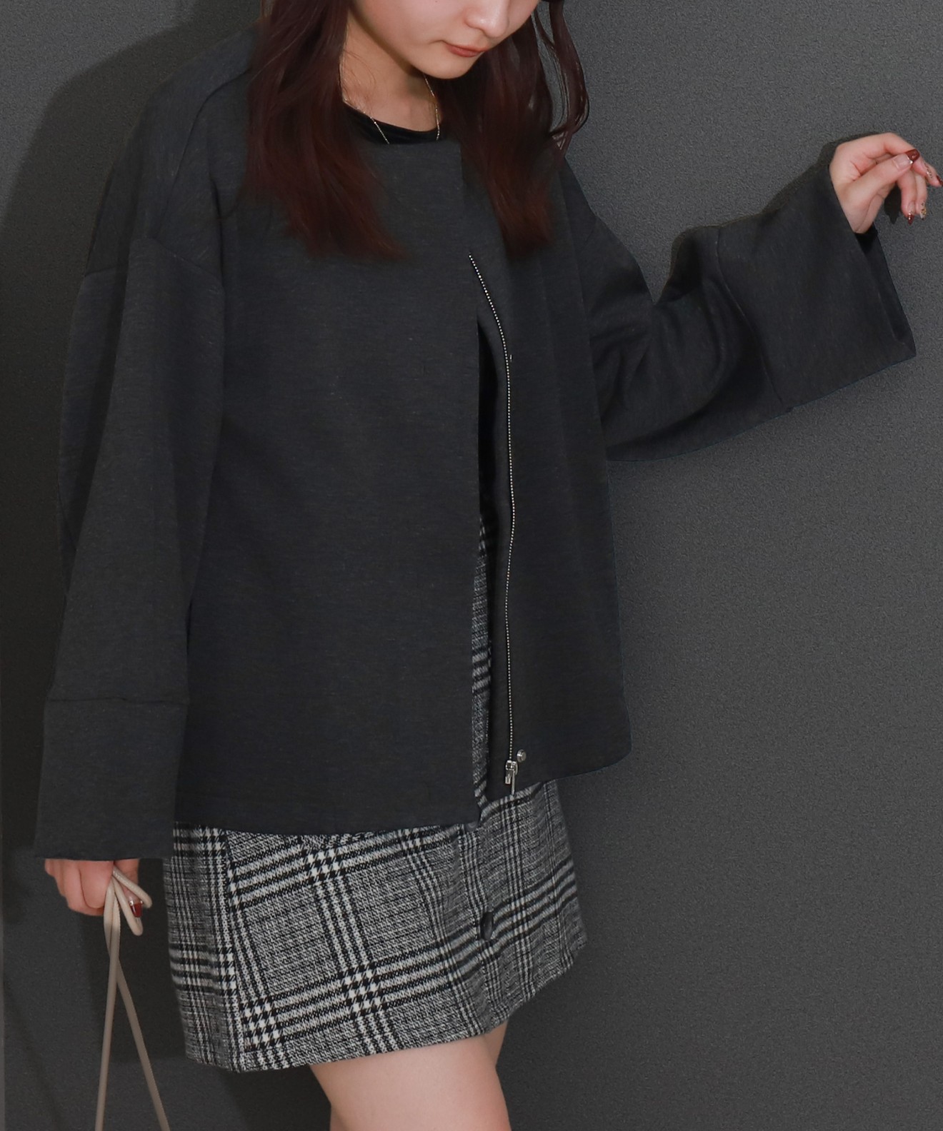 リベルモア|ダンボールポンチコクーンノーカラージャケット|libelle more