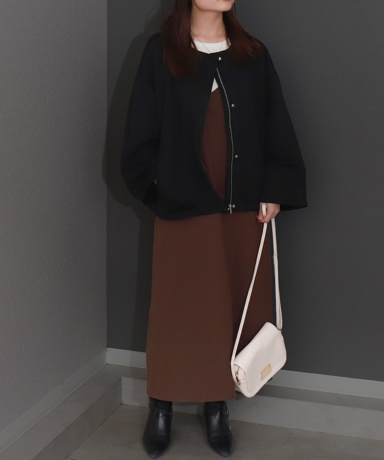 リベルモア|ダンボールポンチコクーンノーカラージャケット|libelle more