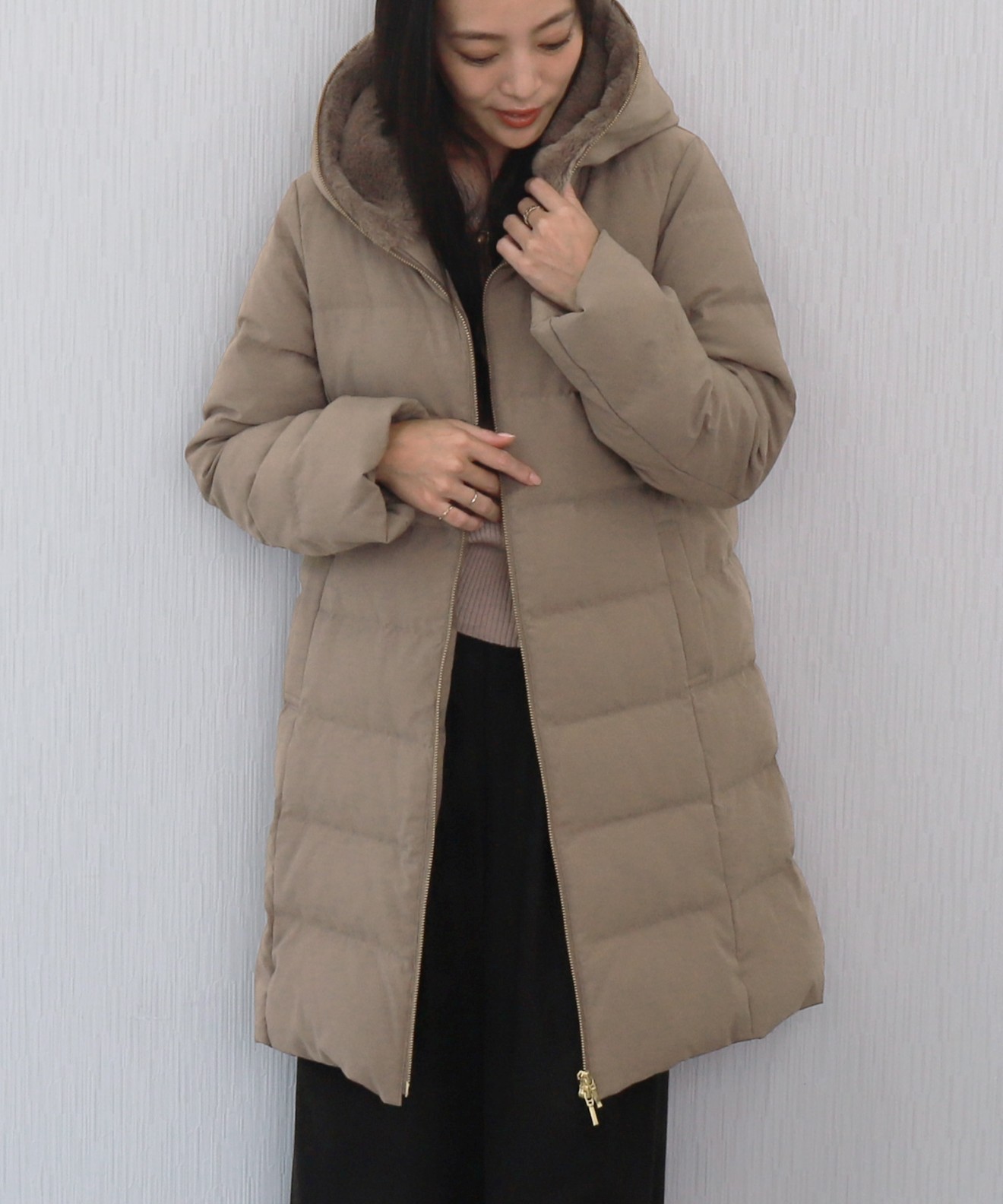 リベルモア|エコファーフードロングダウンコート|libelle more