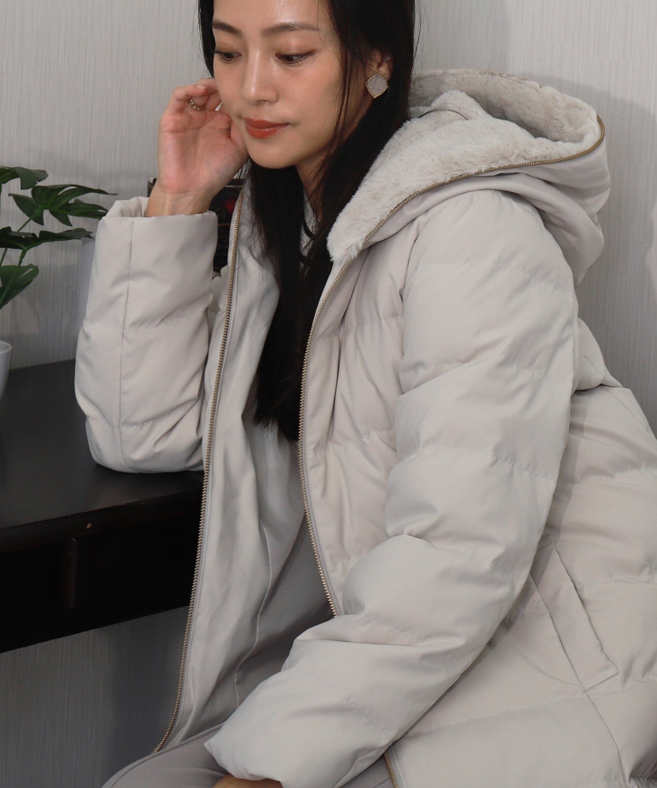 リベルモア|エコファーフードロングダウンコート|libelle more