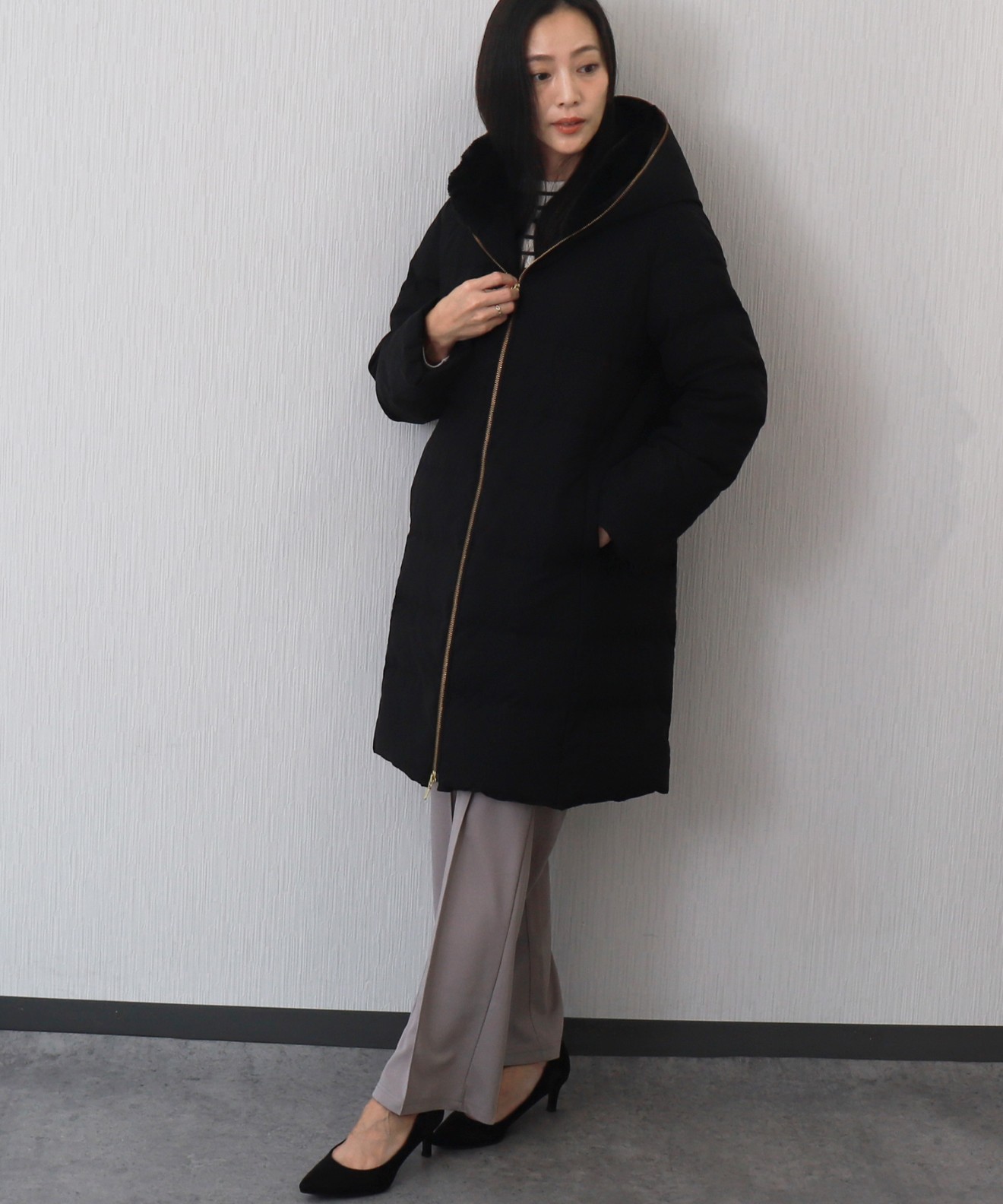 リベルモア|エコファーフードロングダウンコート|libelle more