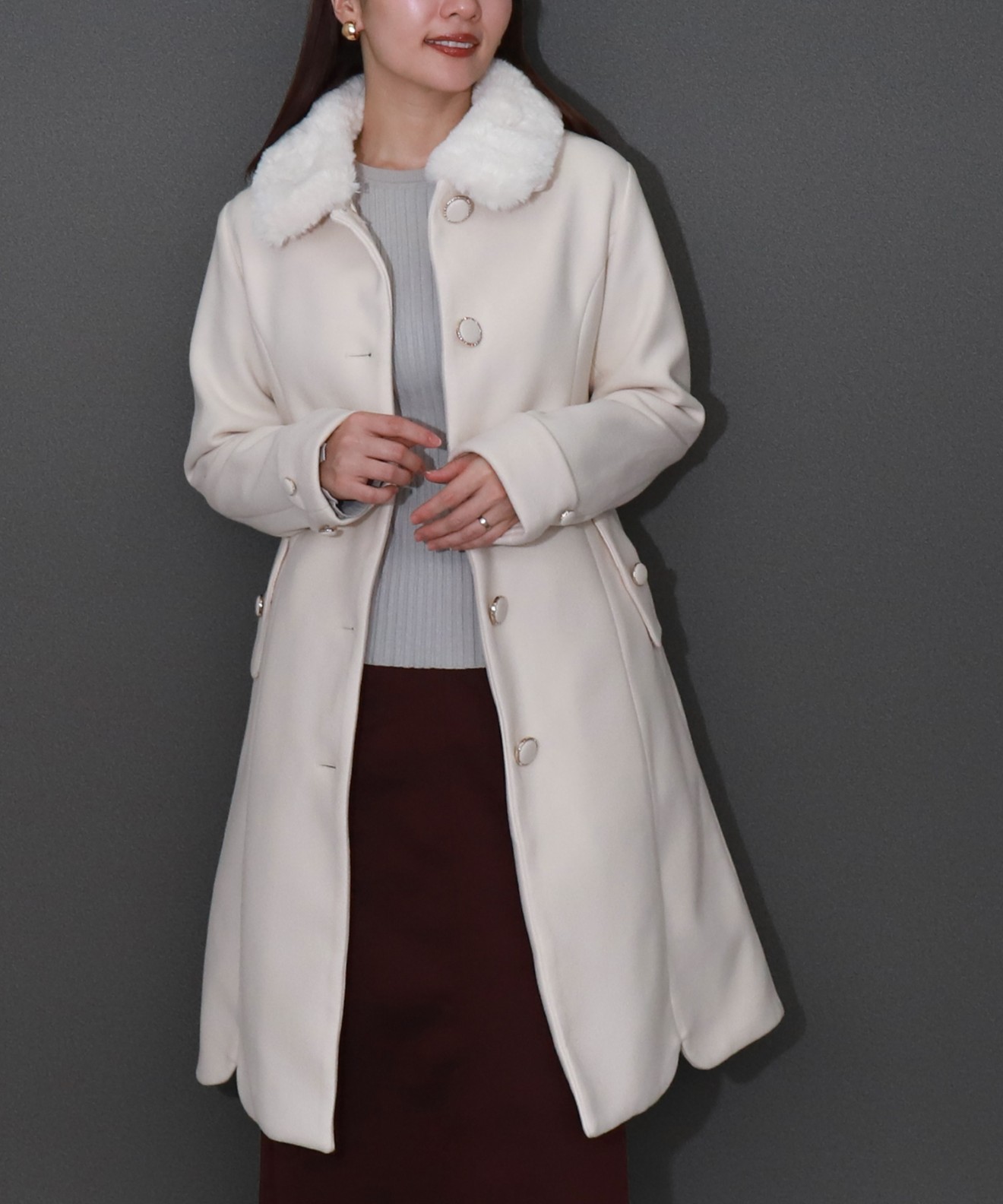 リベルモア|エコファー衿付きエレガンスロングコート|libelle more