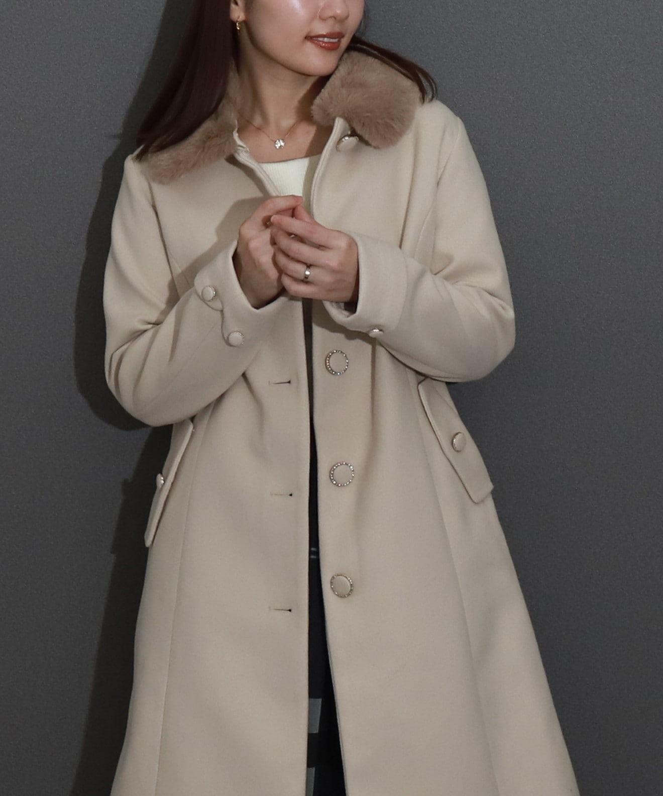 リベルモア|エコファー衿付きエレガンスロングコート|libelle more