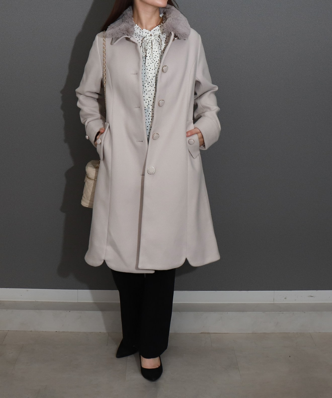 リベルモア|エコファー衿付きエレガンスロングコート|libelle more