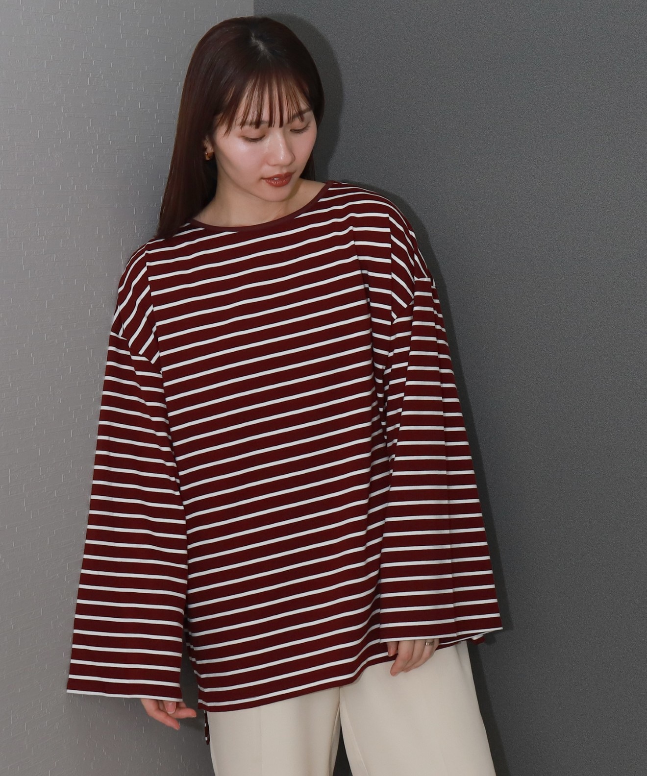 リベルモア|ボーダーフレアスリーブビッグロンT|libelle more