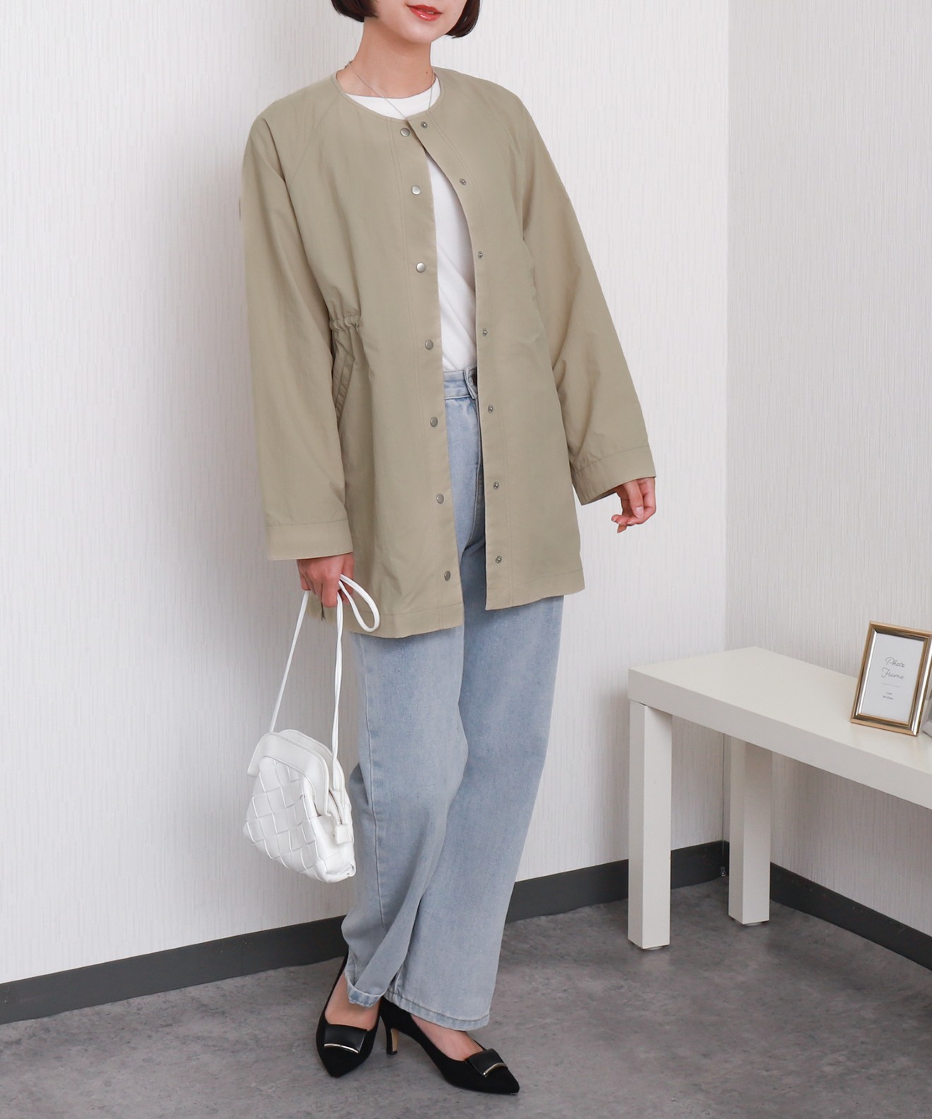 リベルモア|【防花粉加工】ナイロンノーカラーコート|libelle more