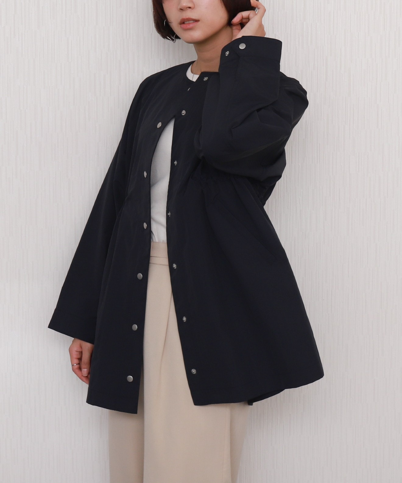 リベルモア|【防花粉加工】ナイロンノーカラーコート|libelle more