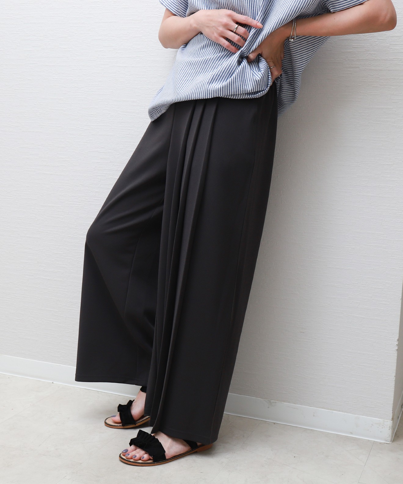 libelle more｜サイドプリーツワイドパンツ｜リベルモア