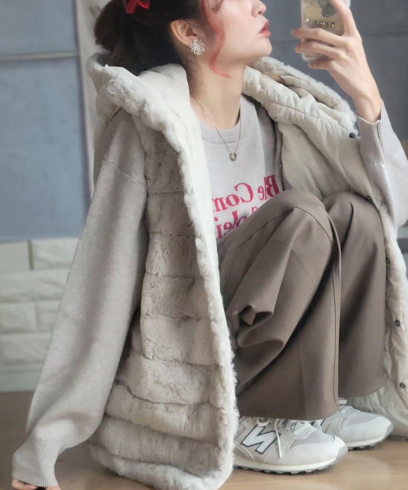 リベルモア|フェイクファー＆キルトリバーシブルフードベスト|libelle more