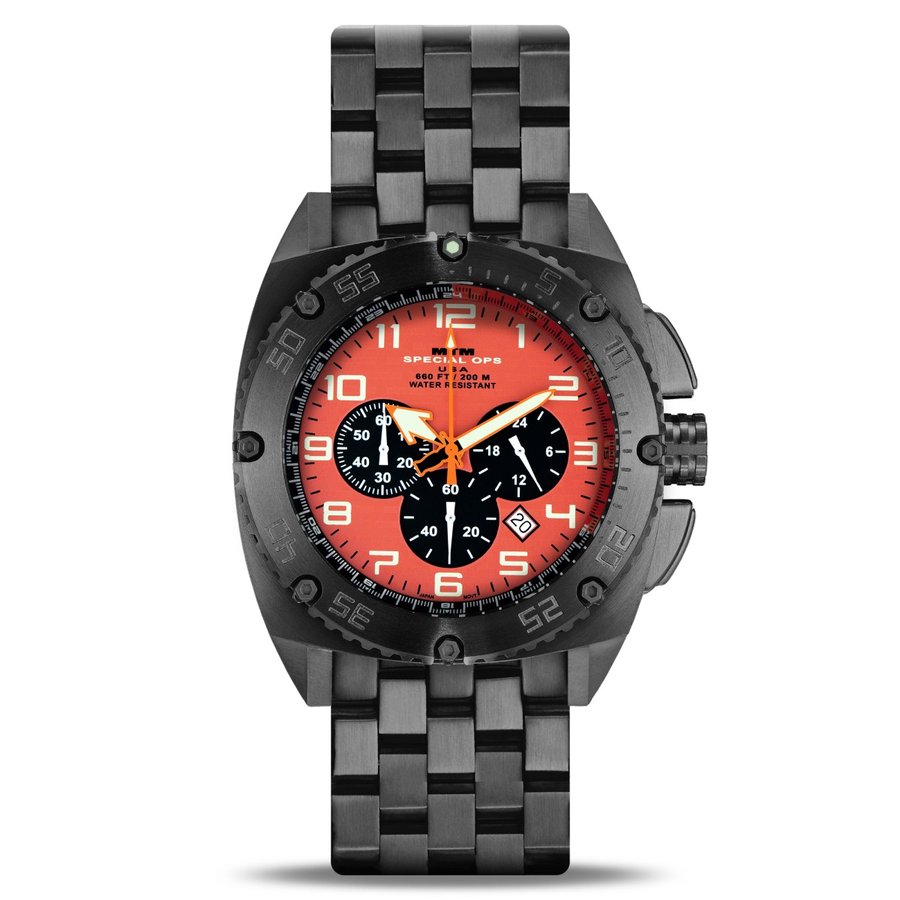 MTM WATCH PAT-TBK-ORNG-MBTI Patriot Black Tit Orange Dial - Tit Band