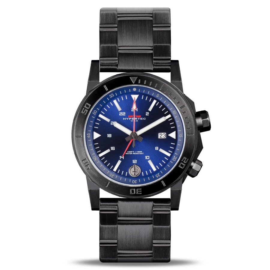 MTM WATCH H61-SBK-BLUE-MBSS H-61 Black-Blue Dial-Steel Band