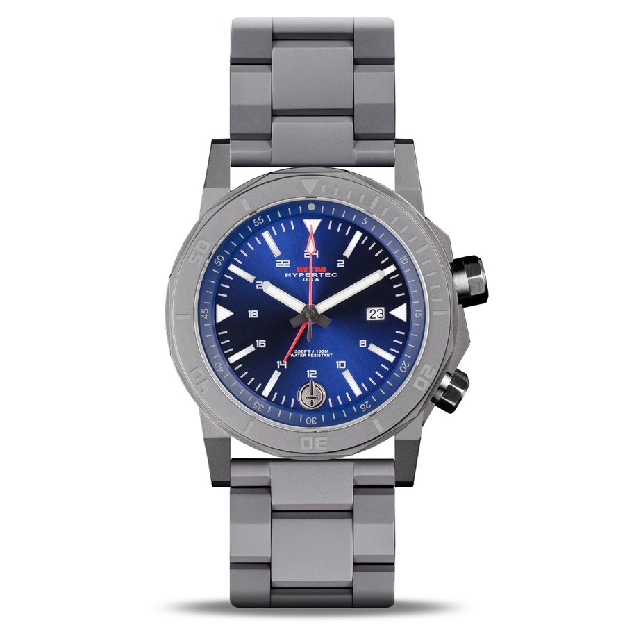 MTM WATCH H61-SGR-BLUE-MBSS H-61 Grey-Blue Dial-Steel Band