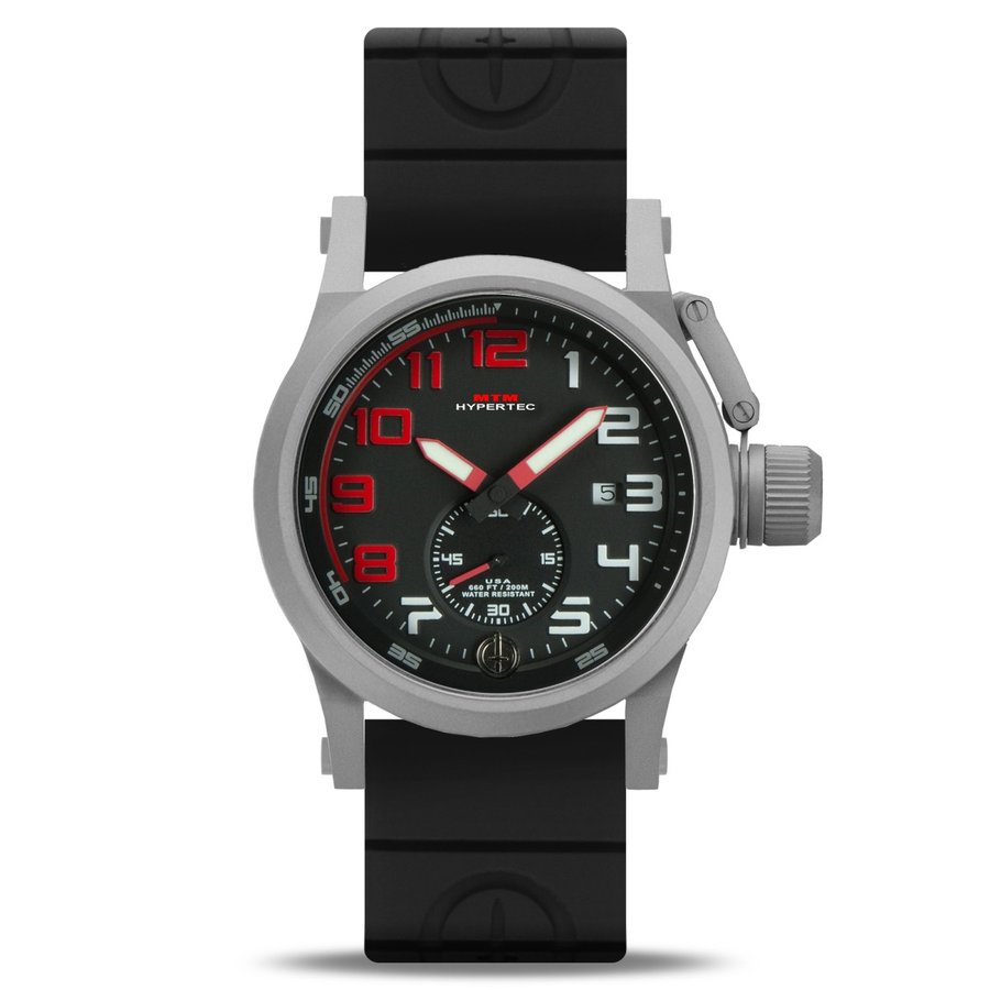 MTM WATCH HC1-SG4-RED1-BR2S-A Hypertec Chrono 1A Grey RED Dial - Black Rubber II- Silver Buckle