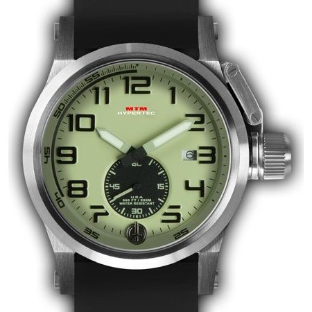 MTM WATCH HC1-SS4-LUMI-BR2S-A Hypertec Chrono 1A Silver Lumi Dial - Black Rubber II- Silver Buckle