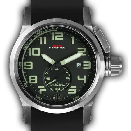 MTM WATCH HC1-SS4-BKLM-BR2S-A Hypertec Chrono 1A Silver Black-Lumi Dial - Black Rubber II- Silver Buckle