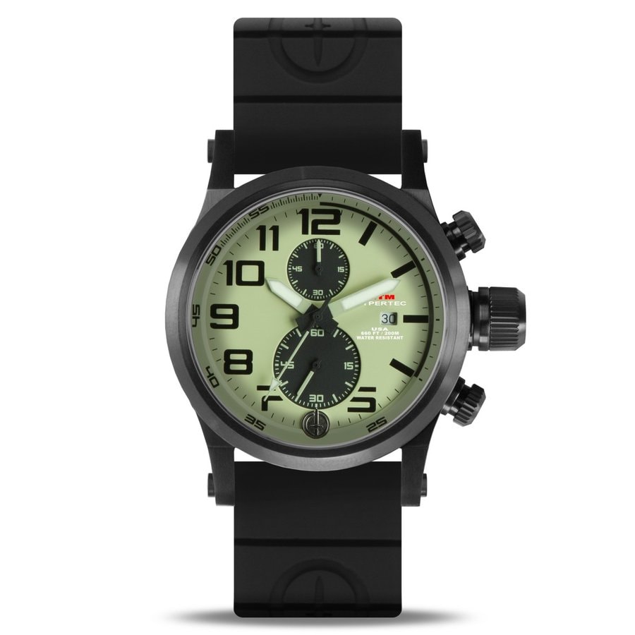 MTM WATCH HC2-SB4-LUMI-BR2B-A Hypertec Chrono 2A Black Lumi Dial - Black Rubber II - Black Buckle